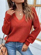 V-neck Long Sleeve Pullover Sweater