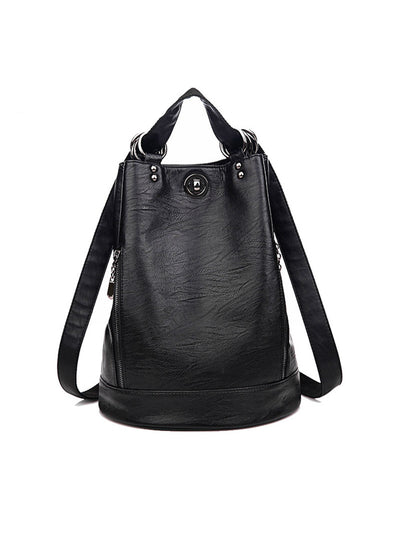 Women Backpack PU Leather Black Bagpack