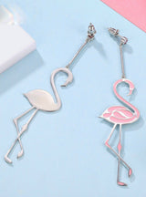 Romantic Flamingo Pink Enamel Drop Earrings