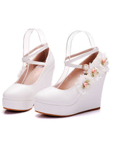 Waterproof Platform Cross Wedge Wedding Shoes