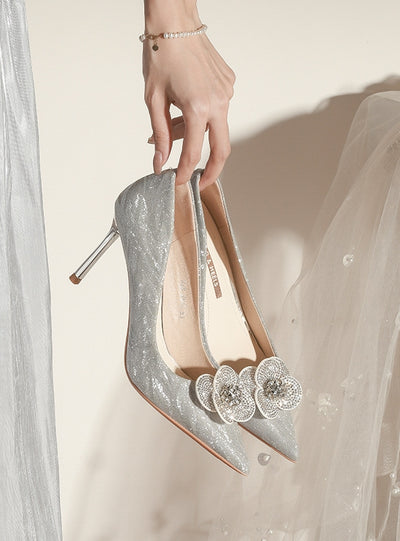 Pointed Crystal High-heeled Shoes