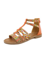Ethnic Colorful Stitching Roman Flat Sandals