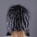 Women Fox Fur Hat Fur Ball