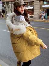 Womens Winter Jackets Casual Fur Collar Hooded Jacket