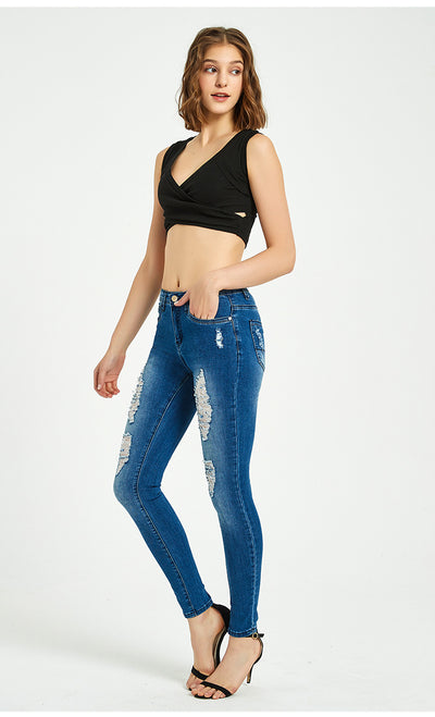 3D Embroidered High Waist Jeans