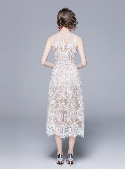Embroidery Lace Middle and Long Dress