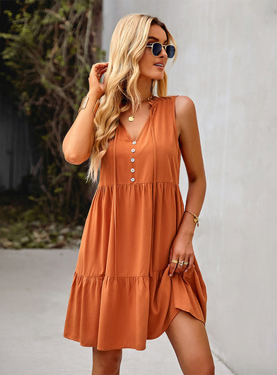 Solid Color A-line Casual Dress