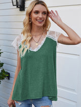 Spliced Lace Loose Vest T-shirt