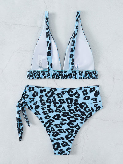 Deep V-neck Leopard Bikini