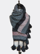 Cashmere Like Knitted Scarf Color Ball Tassels
