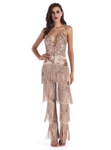 Fringed Sequined Spliced Jumpsuit
