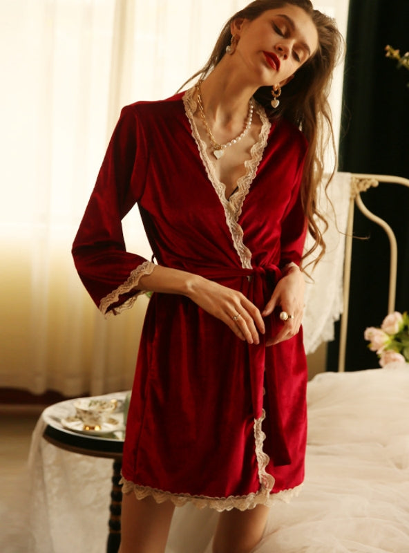 Loose Sexy Home Velvet Robe Coat