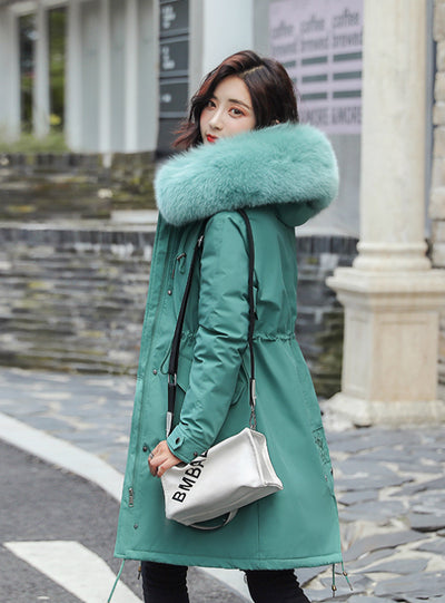 Winter Warm Velvet Thicken Faux Fur Coats Parka