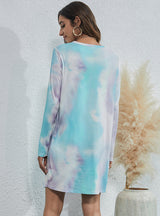 T-shirt Round Neck Tie-dye Printing Dress