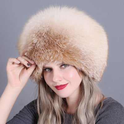 Fox Fur Padded Warm Ear Protection Hat Winter