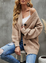 V-button Knitted Sweater Twist Cardigan Coat
