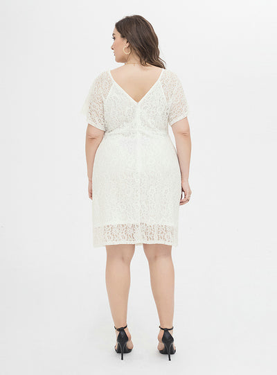 Plus Size Elegant Lace V-neck Dress