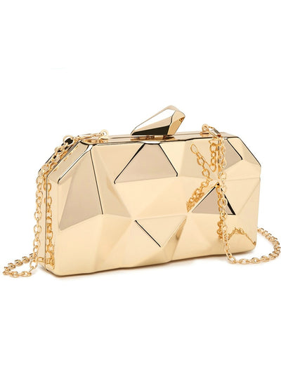 Gold Acrylic Box Geometry Clutch Evening Bag 