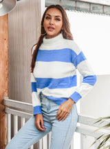 Turtleneck Knit Striped Sweater