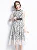Hollow Round Neck Lace Long Sleeve Dress