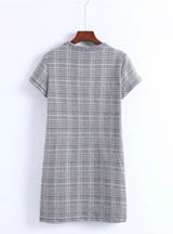 Embroidered Floral Plaid Women Dress British Style