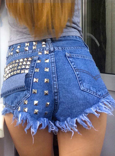 Short Jeans Punk Sexy Hot Woman Denim 
