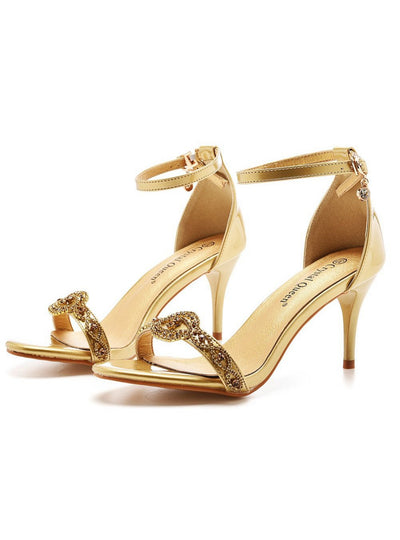Thin-heeled Crystal Diamond Wedding Shoes Sandals