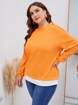 Round Neck Contrast Stitching Loose Long Sleeve Hoodie