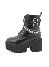 Pearl Martin Metal Chain Side Zipper Women's Boots