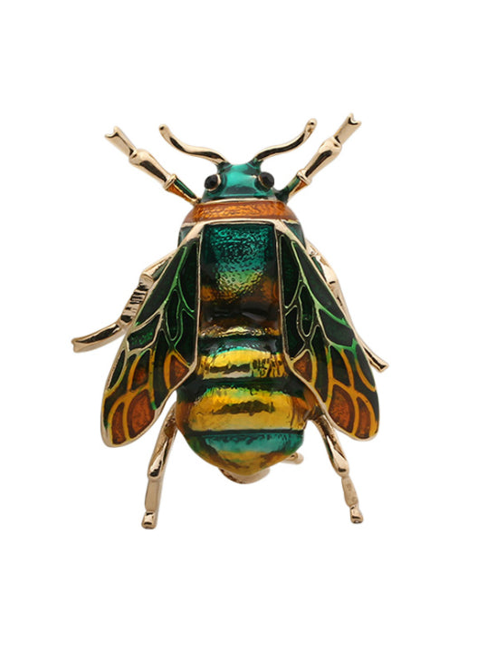 Cute Bee Black Yellow Enamel Insect Brooches