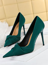 High-heeled Shallow Pointed Bow Shoes