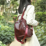 PU Outdoor Travel Leisure Soft Leather Retro Backpack