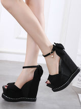 High Heels Cover Shoes Casual Party Flock Platform