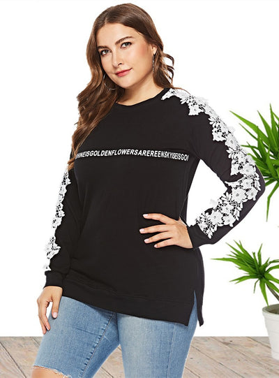 Turtleneck Letter Printed Long Sleeve Top