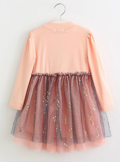 Princess Dress Pink Long Sleeve Wool Bow