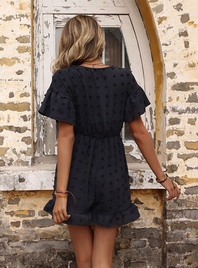 Fluffy Chiffon V-neck Wide-leg Jumpsuit