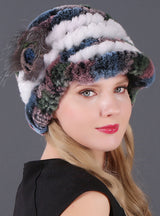 Woman Warm Rex Rabbit Hair Knitted Hat