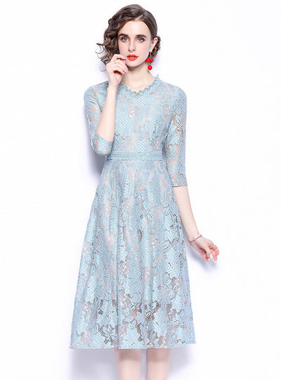 Women Short-sleeved Lace Dress