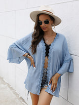 Lace Stitching Solid Color Shawl Holiday Coat
