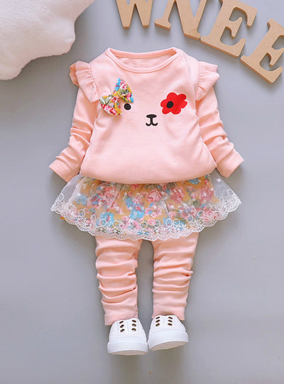Skirt Girls Clothing Spring And Autumn 2Pcs Kids