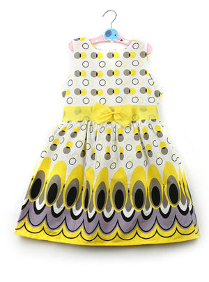 Princess Bow Belt dress Circle Bubble Peacock Print 