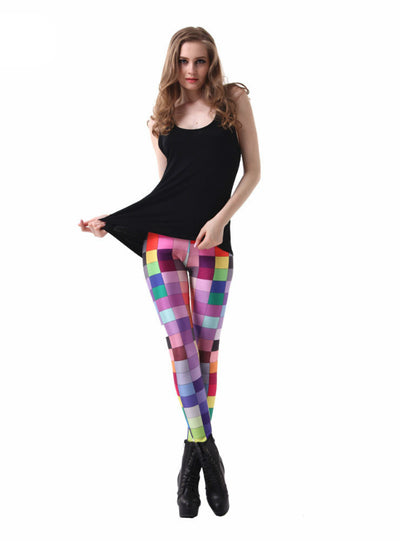 Plaids Print Leggings Sale Pants Elastic Print Legging