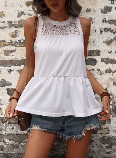 Lace Stitching Sleeveless Vest tTop
