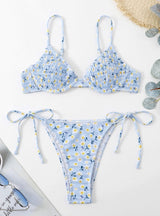 Sexy Blue Print Swimsuit Bikini