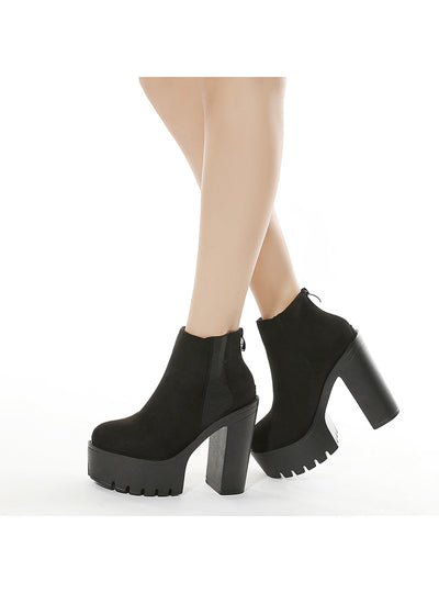 Rubber Band Thick Sole Thick High Heel Short Boots