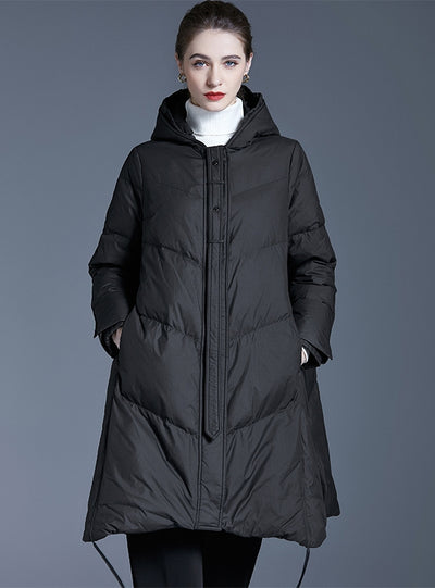 Large Hooded White Duck Down Long Coat