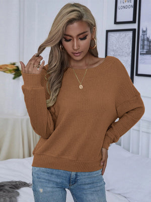 Loose Backless Ppullover Long Sleeve T-shirt