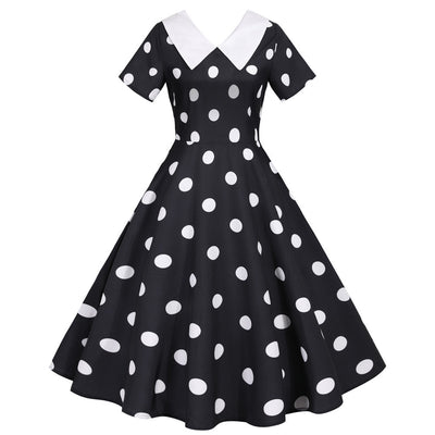 V-neck Polka Dot Print Short Sleeves Dress
