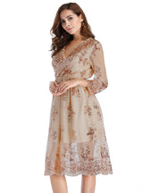 Sexy Long Sleeve V-neck Sequined Dress