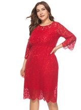 Seven-sleeve Lace Medium Long Dress